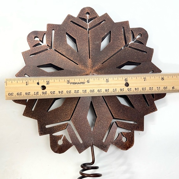Snowflake Die-cut Tree Topper Copper Brown Rustic Colored Christmas Metal Decor - Picture 7 of 7